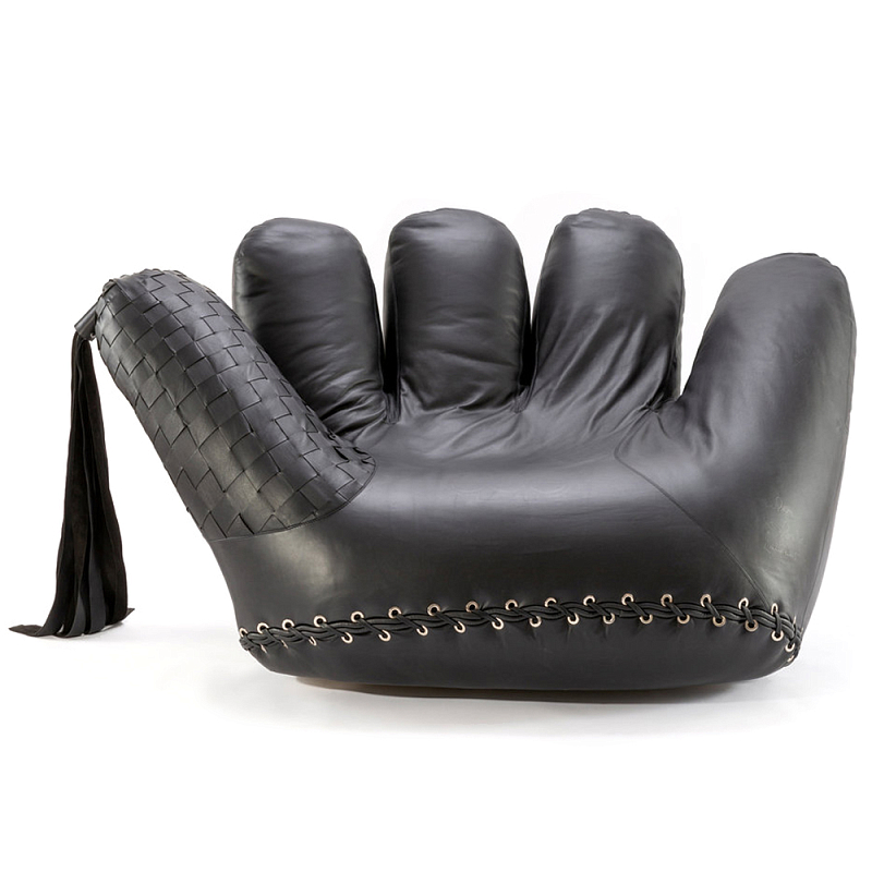 Дизайнерское кожаное кресло в форме руки Poltronova Joe Whip Armchair Черный в Кирове | Loft Concept 