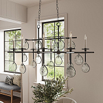 Люстра подвесная с 8-ю лампами и стеклянными круглыми подвесками Currey & Company варинант исполнения - 3 | Loft Concept в Кирове