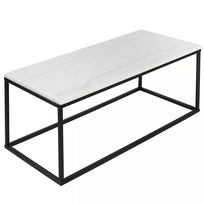 Журнальный столик прямоугольный White Marble Surface Белый Черный Журнальный столик прямоугольный White Marble Surface Белый Черный в Кирове | Loft Concept