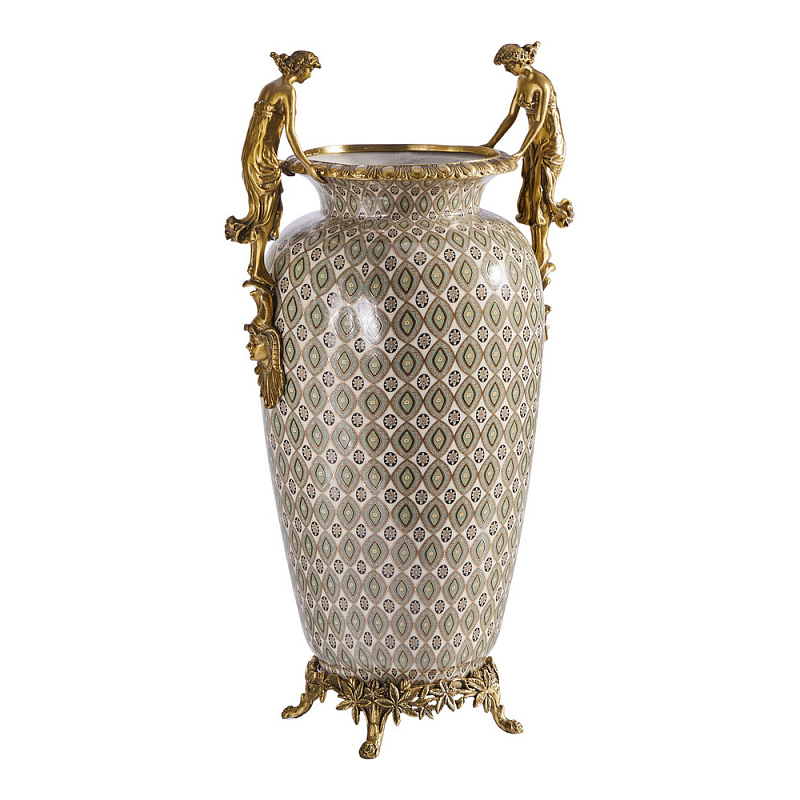 Ваза из фарфора декорированная ручками в виде девушек Paradise Maiden Бронза Мульти в Кирове | Loft Concept 