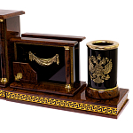 Настольный письменный набор с часами из природного камня обсидиана Royal Set варинант исполнения - 3 | Loft Concept в Кирове