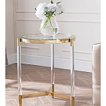 Золотой приставной столик с круглой стеклянной столешницей Weightless Table варинант исполнения - 8 | Loft Concept в Кирове