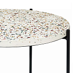 Кофейный столик с круглой разноцветной столешницей на 4-х черных ножках Multicolored Stone Composite варинант исполнения - 2 | Loft Concept в Кирове