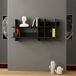 Полка прямая подвесная двухъярусная цвета антрацит BEADS BOOKCASE ANTHRACITE варинант исполнения - 1 | Loft Concept в Кирове