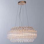 Люстра подвесная многослойная с прозрачными хрустальными трубками и золотистым каркасом Hexagon Tube Light варинант исполнения - 2 | Loft Concept в Кирове