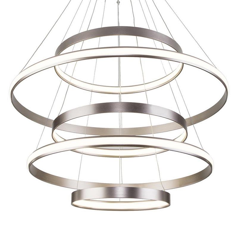 Люстра Light Ring Vertical Silver 5 колец серебро Никель Сатин в Кирове | Loft Concept 