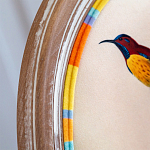 Стул бежевый в разноцветную полоску из натурального бука с изображением птиц и цветов Blooming Birds Colorful Stripes Chair варинант исполнения - 5 | Loft Concept в Кирове