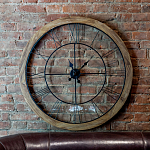 Часы настенные деревянные с римскими цифрами чёрного цвета Clock with History варинант исполнения - 2 | Loft Concept в Кирове