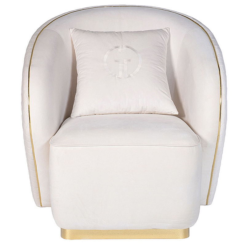 Кресло велюровое оттенка слоновой кости с простроченной спинкой Perfect Comfort ivory ( слоновая кость ) Золотой Кресло велюровое оттенка слоновой кости с простроченной спинкой Perfect Comfort ivory ( слоновая кость ) Золотой в Кирове | Loft Concept