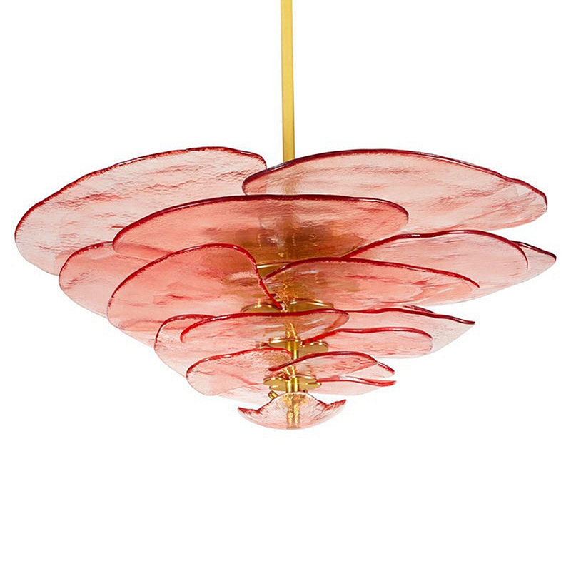 Люстра из розового стекла в форме листьев лотоса Glass Pink Sculpture Розовый Люстра из розового стекла в форме листьев лотоса Glass Pink Sculpture Розовый в Кирове | Loft Concept