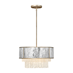 Люстра круглая с подвесками из текстурированного стекла молочного цвета Hinkley варинант исполнения - 9 | Loft Concept в Кирове