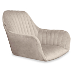 Барный стул со спинкой и подлокотниками на 4-х коричневых деревянных ножках Бежевый Велюр Ava Charm варинант исполнения - 5 | Loft Concept в Кирове