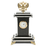 Часы настольные бронзовые с Гербом России из натурального камня Змевик Stone Clock варинант исполнения - 1 | Loft Concept в Кирове