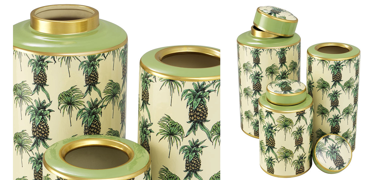 Комплект Ваз Eichholtz JAR PINEAPPLE SET OF 3 Комплект Ваз Eichholtz JAR PINEAPPLE SET OF 3 - Loft-Concept в Кирове