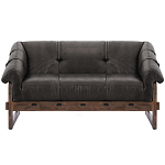 Двухместный диван Duncan винтажная черная кожа варинант исполнения - 1 | Loft Concept в Кирове