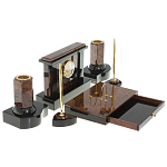 Настольный письменный набор с часами из природного камня обсидиана Royal Stone варинант исполнения - 3 | Loft Concept в Кирове
