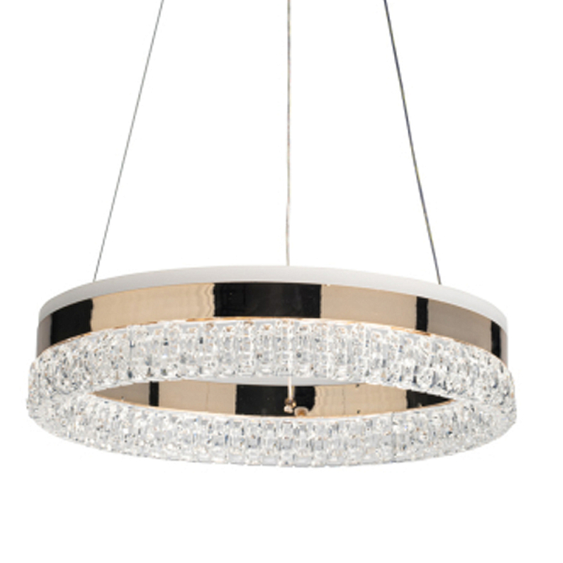 Люстра в виде кольца золотого цвета с прозрачными вставками Radiant Rail Прозрачный Золотой в Кирове | Loft Concept 