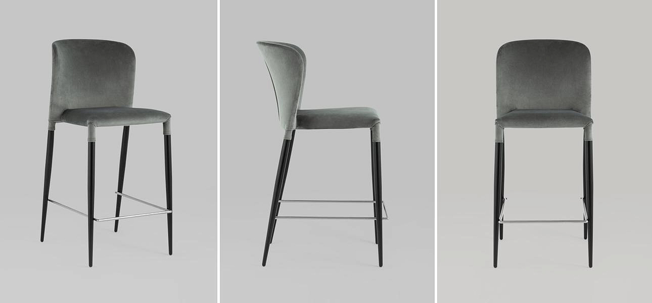 Барный Стул Lori Chair Серый Велюр Барный Стул Lori Chair Серый Велюр - Loft-Concept в Кирове