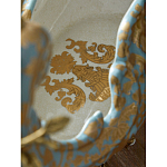 Чаша голубого цвета с оранментом и и бронзовыми фигурами леопардов Eden Garden варинант исполнения - 11 | Loft Concept в Кирове