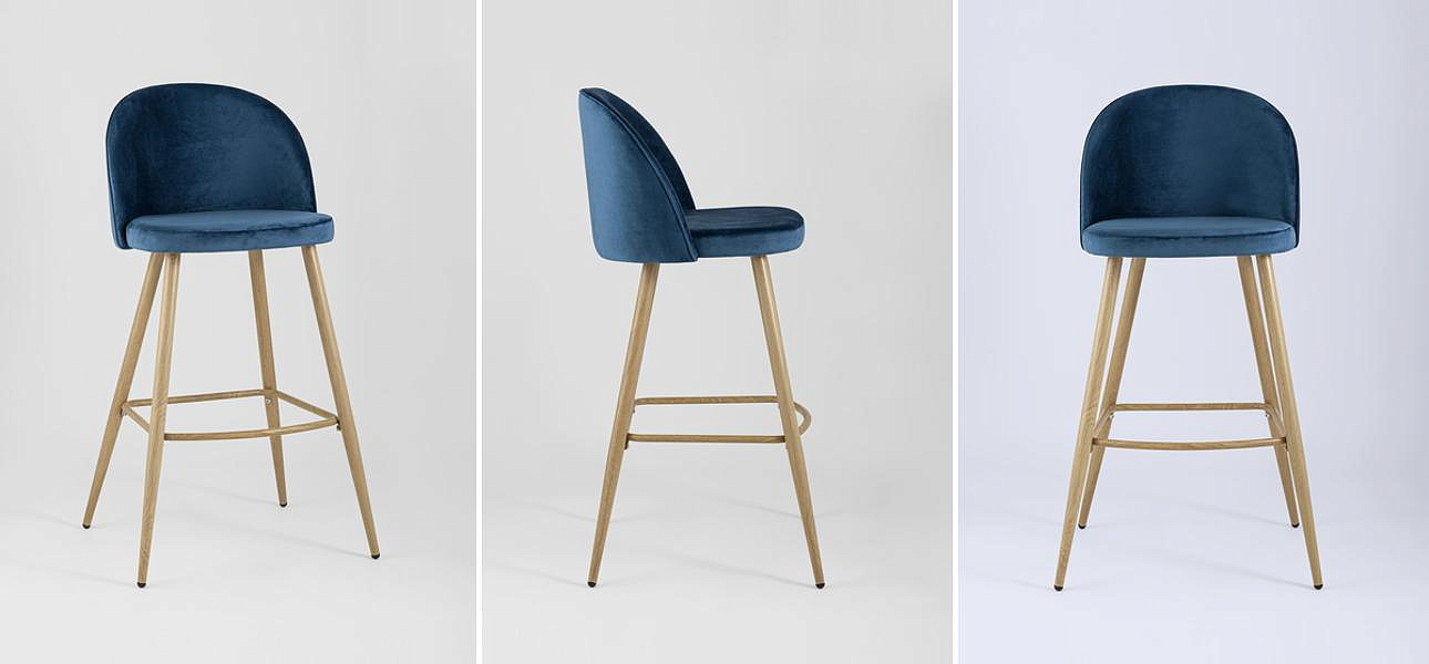 Барный Стул Miruna Chair Синий Велюр Барный Стул Miruna Chair Синий Велюр - Loft-Concept в Кирове