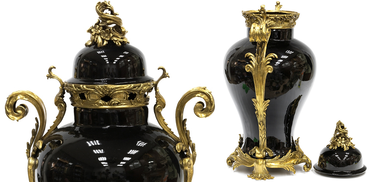 Большая ваза Selenia Black Vase Bronze Patterns Большая ваза Selenia Black Vase Bronze Patterns - Loft-Concept в Кирове