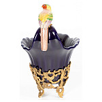 Чаша темно-синего цвета из фарфора с разноцветной птичкой Eden Garden porcelain and bronze варинант исполнения - 3 | Loft Concept в Кирове