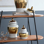 Ваза белая с крышкой и золотистыми фрагментами 24 см Chinoiserie Ceramics варинант исполнения - 4 | Loft Concept в Кирове