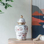 Ваза с нежным цветочным узором в пастельных тонах и крышкой с золотым акцентом Chinoiserie Ceramics варинант исполнения - 5 | Loft Concept в Кирове