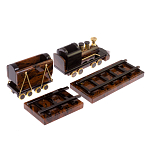 Часы настольные в виде паровоза из натурального камня Обсидиан Train Stone Clock варинант исполнения - 3 | Loft Concept в Кирове