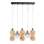 Люстра с 3-мя плафонами волнообразной формы цвета янтарь и 2-мя прозрачными шарообразными плафонами Lucid Rain  варинант исполнения - 2 | Loft Concept в Кирове