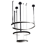 Люстра подвесная с 3-мя кольцами из кожаных ремней черного цвета Half Ring Horizontal  варинант исполнения - 2 | Loft Concept в Кирове