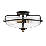 Потолочный светильник со стеклянным плафоном на изогнутых кронштейнах Quoizel  варинант исполнения - 4 | Loft Concept в Кирове