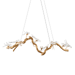 Люстра подвесная линейная с прозрачными стеклянными птичками на ветвях Serip Voa варинант исполнения - 1 | Loft Concept в Кирове
