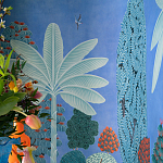 Обои ручная роспись Malwa Special Colourway on blue painted Xuan paper варинант исполнения - 2 | Loft Concept в Кирове