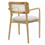 Стул обеденный с мягким сиденьем и спинкой из плетеного ротанга Wood and Textile Chair варинант исполнения - 3 | Loft Concept в Кирове