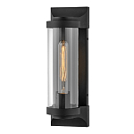 Настенный фонарь в индустриальном стиле с вытянутым цилиндрическим плафоном из прозрачного стекла и черным корпусом Hinkley варинант исполнения - 4 | Loft Concept в Кирове