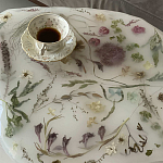 Журнальный стол из эпоксидной смолы с цветами White Flowers Epoxy Resin Coffee Table варинант исполнения - 4 | Loft Concept в Кирове