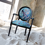 Полукресло из массива бука бирюзовое с изображением птиц и цветов Turquoise Chinoiserie Garden Chair варинант исполнения - 6 | Loft Concept в Кирове
