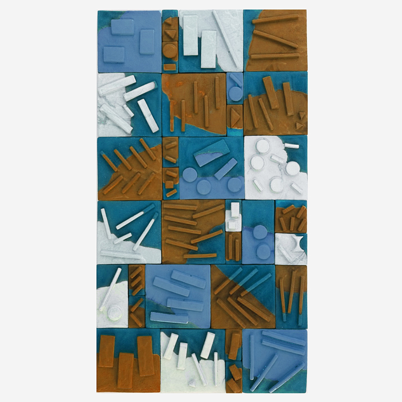 Абстрактное Объемное Панно Megapolis in Bright Colors II Синий Оливковый в Кирове | Loft Concept 