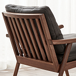Кресло c каркасом из массива дерева и мягкой кожаной обивкой Walnut Armchair варинант исполнения - 9 | Loft Concept в Кирове