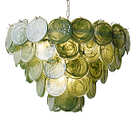 Люстра из зеленых стеклянных дисков с перламутровым эффектом Green Glowing Glaze варинант исполнения - 6 | Loft Concept в Кирове