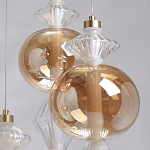 Люстра с плафонами из прозрачного и янтарного стекла в виде шаров и ромбов Gabriel Scott Luna варинант исполнения - 9 | Loft Concept в Кирове