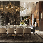 Подвесная люстра в виде ветвей деревьев золотого цвета с прозрачными подвесками-каплями 10 и 14 ламп Droplet Chandelier варинант исполнения - 7 | Loft Concept в Кирове