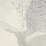 Обои ручная роспись в стиле Арт-деко Whistler Peacocks Special Colourway on 12 Carat White Gold gilded silk варинант исполнения - 2 | Loft Concept в Кирове
