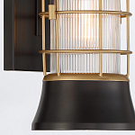 Настенный фонарь цилиндрической формы с рифленым стеклом в золотом каркасе на черном прямоугольном основании Eurofase варинант исполнения - 14 | Loft Concept в Кирове