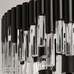 Люстра круглая из матового черного металла с подвесками из прозрачных стеклянных трубок Noir Tubes варинант исполнения - 7 | Loft Concept в Кирове