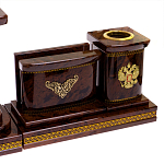 Настольный письменный набор с часами и визитницами из природного камня обсидиана Royal Present варинант исполнения - 3 | Loft Concept в Кирове