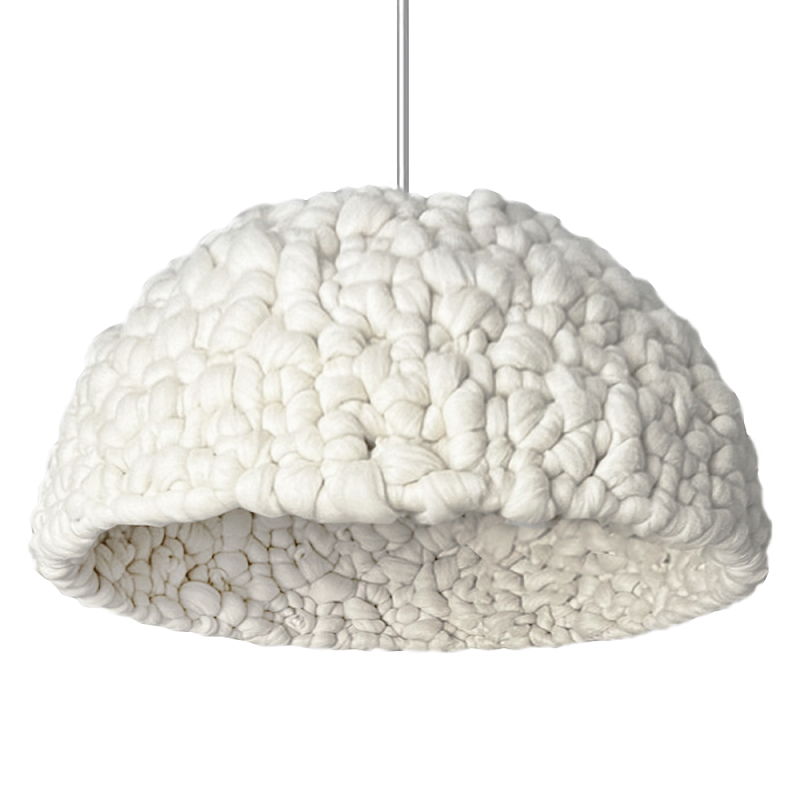 Вязаный подвесной светильник из шерсти Dome Wool Lamp Белый Вязаный подвесной светильник из шерсти Dome Wool Lamp Белый в Кирове | Loft Concept