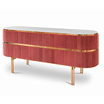 Дизайнерский комод овальный с розовой бархатной обивкой Edith варинант исполнения - 1 | Loft Concept в Кирове