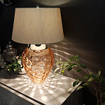 Настольная лампа с фактурным стеклянным основанием красного цвета с хромированной деталью у горловины и белым абажуром из искусственного шёлка Elstead Lighting варинант исполнения - 2 | Loft Concept в Кирове